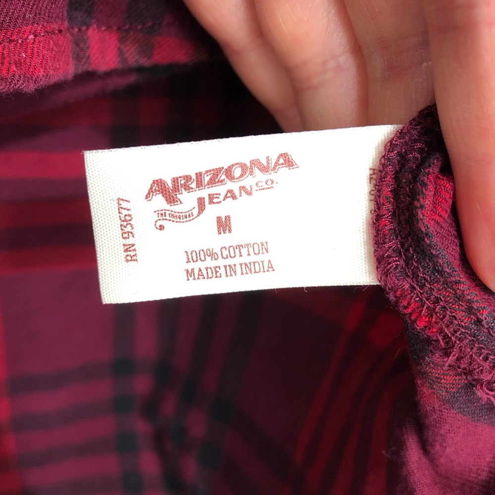 Arizona red and black flannel button down shirt size M - Picture 5 of 7